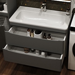 Style Line Тумба с раковиной Бергамо Мини 90 Люкс антискрейтч Plus подвесная серая – фотография-2